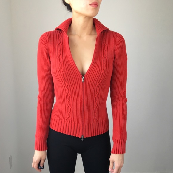 Nautica Sweaters - NAUTICA RED CABLE KNITTED CARDIGAN